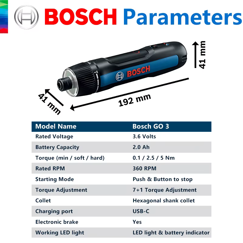 Tournevis sans fil BOSCH GO 3, batterie lithium-ion 3,6 V, perceuse sans fil rechargeable avec boîte, ensemble d'outils professionnels Bosch GO3