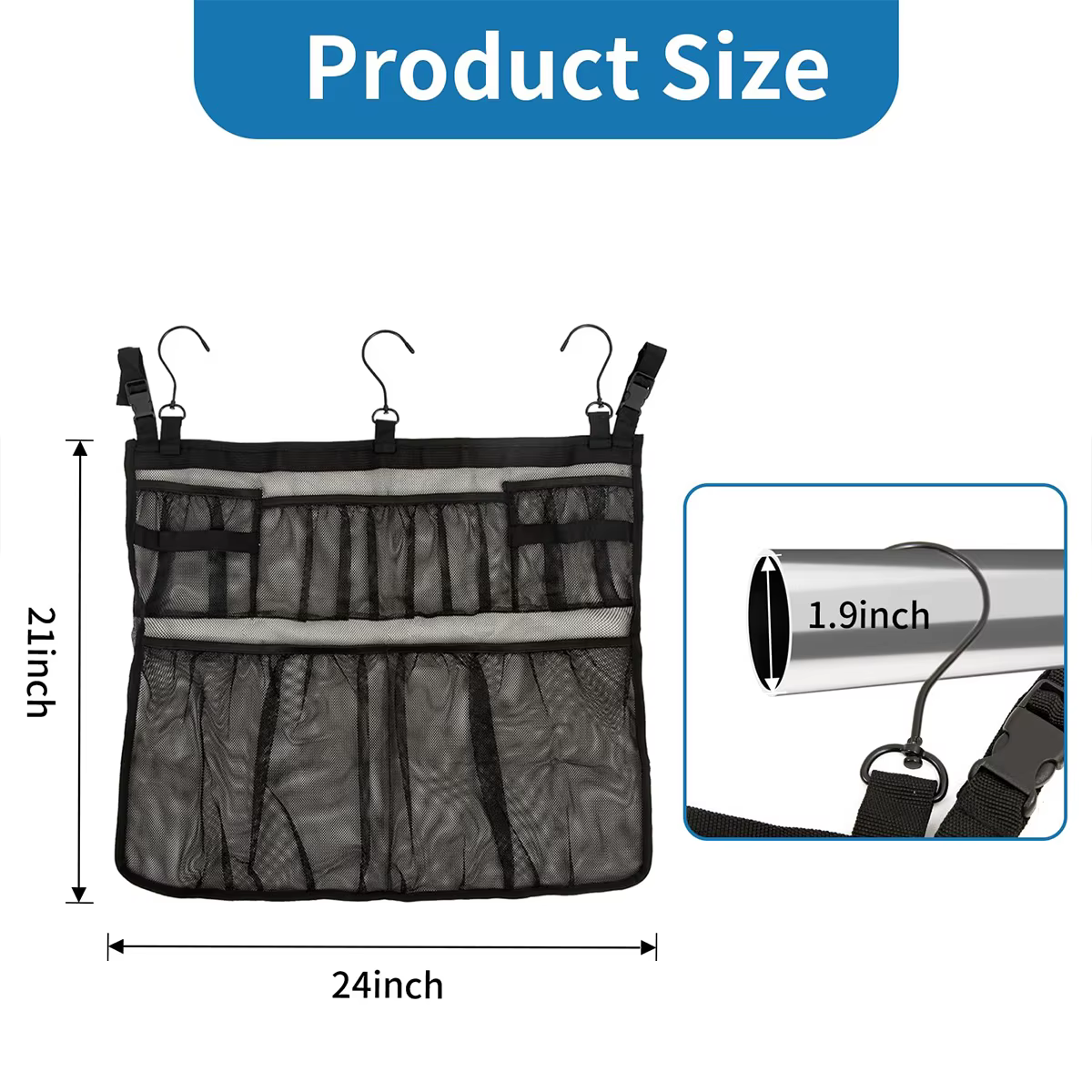 Sac de rangement suspendu en maille pour piscine