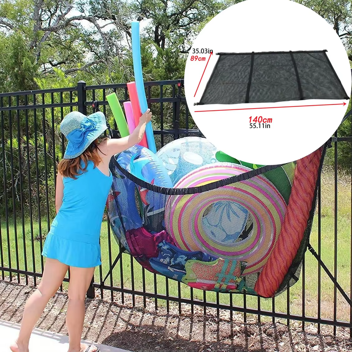 Sac de rangement pour piscine grande capacité et robuste