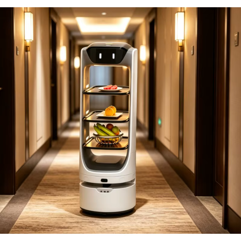 Robot de livraison de nourriture intelligent avec navigation automatique anti-obstacles, robot serveur pour la restauration, les hôtels et les cantines