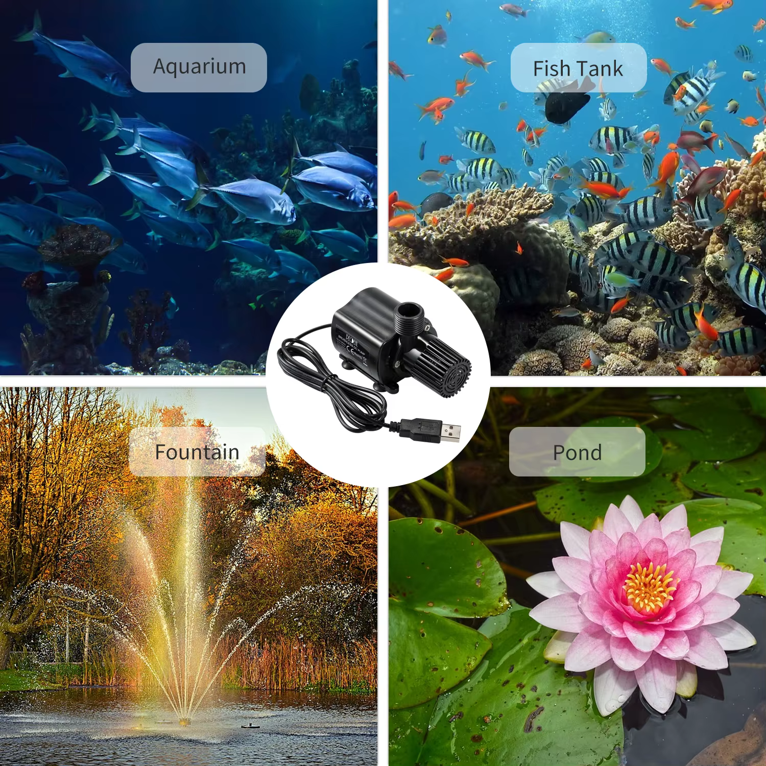 Pompe de fontaine subSN pour aquarium et sécuritaires