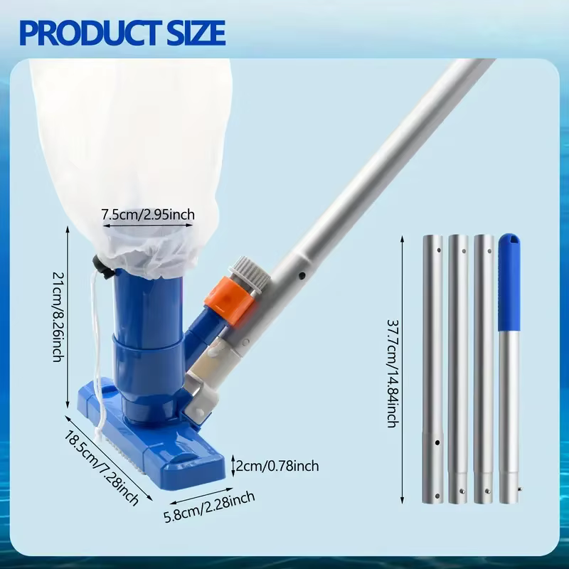 Kit de nettoyage de piscine avec perche télescopique à 4 sections