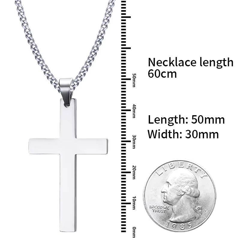 Collier pendentif croix en acier inoxydable pour femmes et hommes, chaîne à maillons, collier à breloques Cool pour garçons et filles, Punk Hip Hop, bijoux cadeau