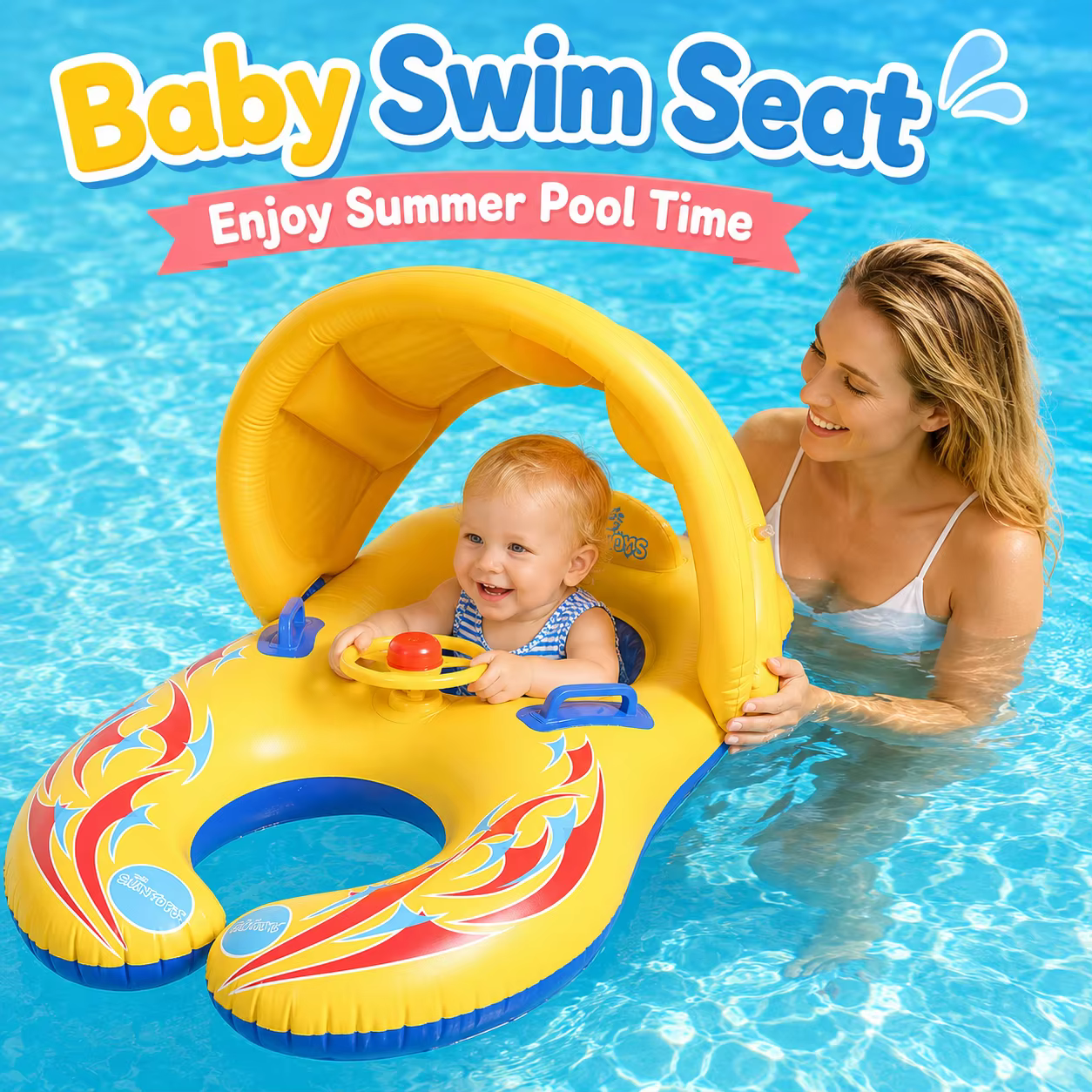Bouée de piscine gonflable avec auvent