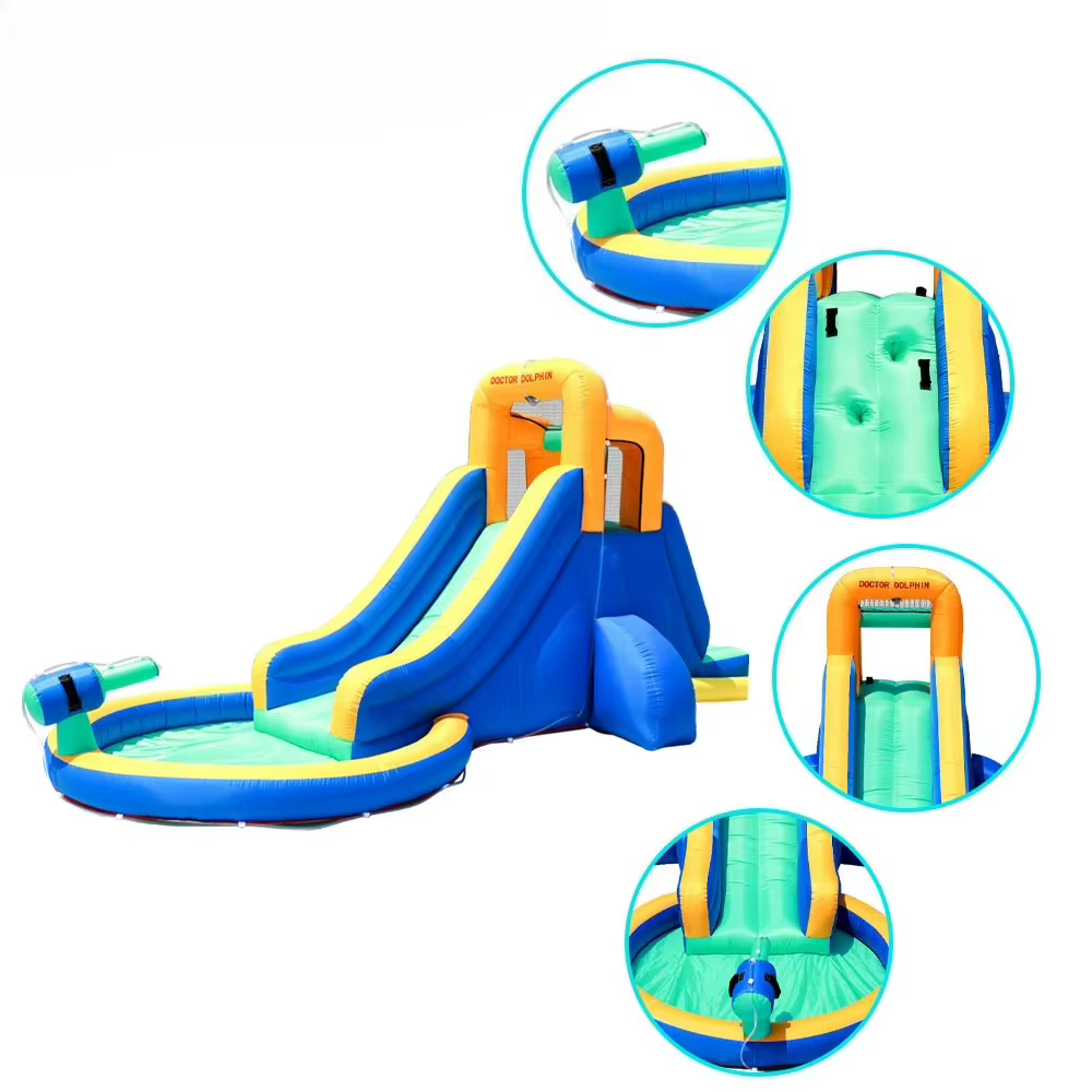 Fabricant nouveau Design bleu avec toboggan aquatique Combo piscine à balles aire de jeux château de rebond