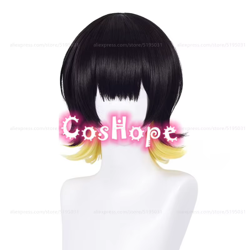 Bachira Meguru Cosplay perruque courte noir jaune perruque Cosplay Anime Cosplay perruques résistant à la chaleur perruques synthétiques