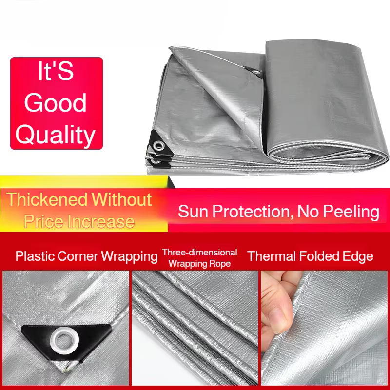 Bâche imperméable double épaisseur en PVC robuste avec revêtement argenté