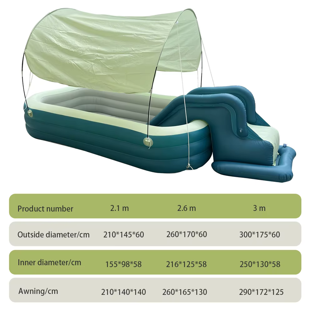 Famille de piscine gonflable pliable épaissie avec toboggan
