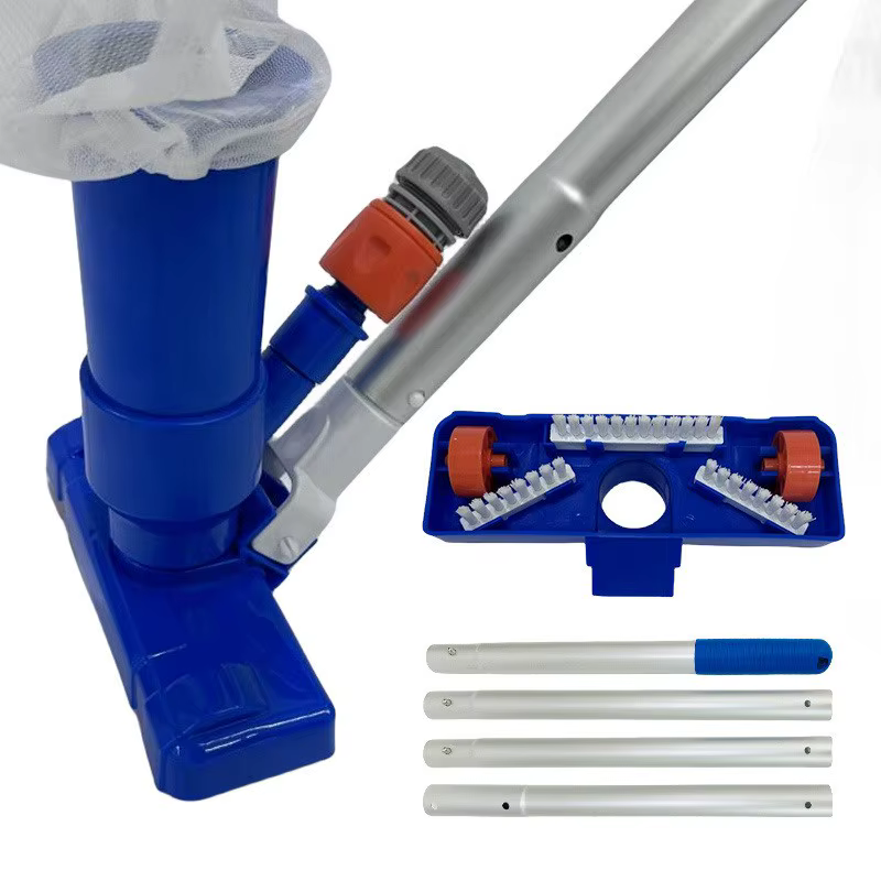 Kit de nettoyage de piscine avec perche télescopique à 4 sections et aspirateur à jet subaquatique