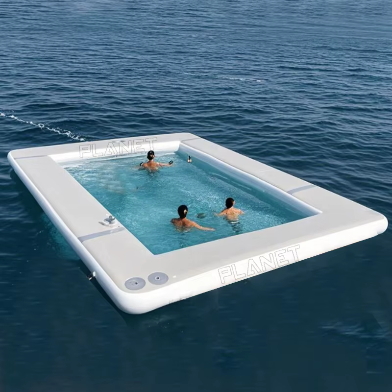 Piscine gonflable pour la mer, piscine flottante en PVC de 0,9 mm, piscine anti-méduse avec filet de protection, adaptée aux yachts