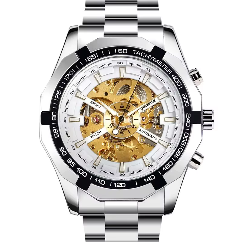 Montre pour homme, montre mécanique entièrement automatique de luxe légère, montre de mode masculine en acier inoxydable, montres-bracelets