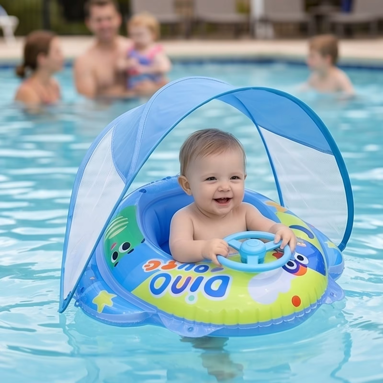 Piscine gonflable pour bébé en PVC avec auvent et siège anti-basculement