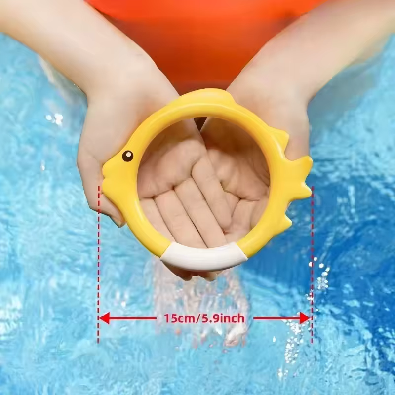 4 anneaux de plongée en forme de poisson pour piscine