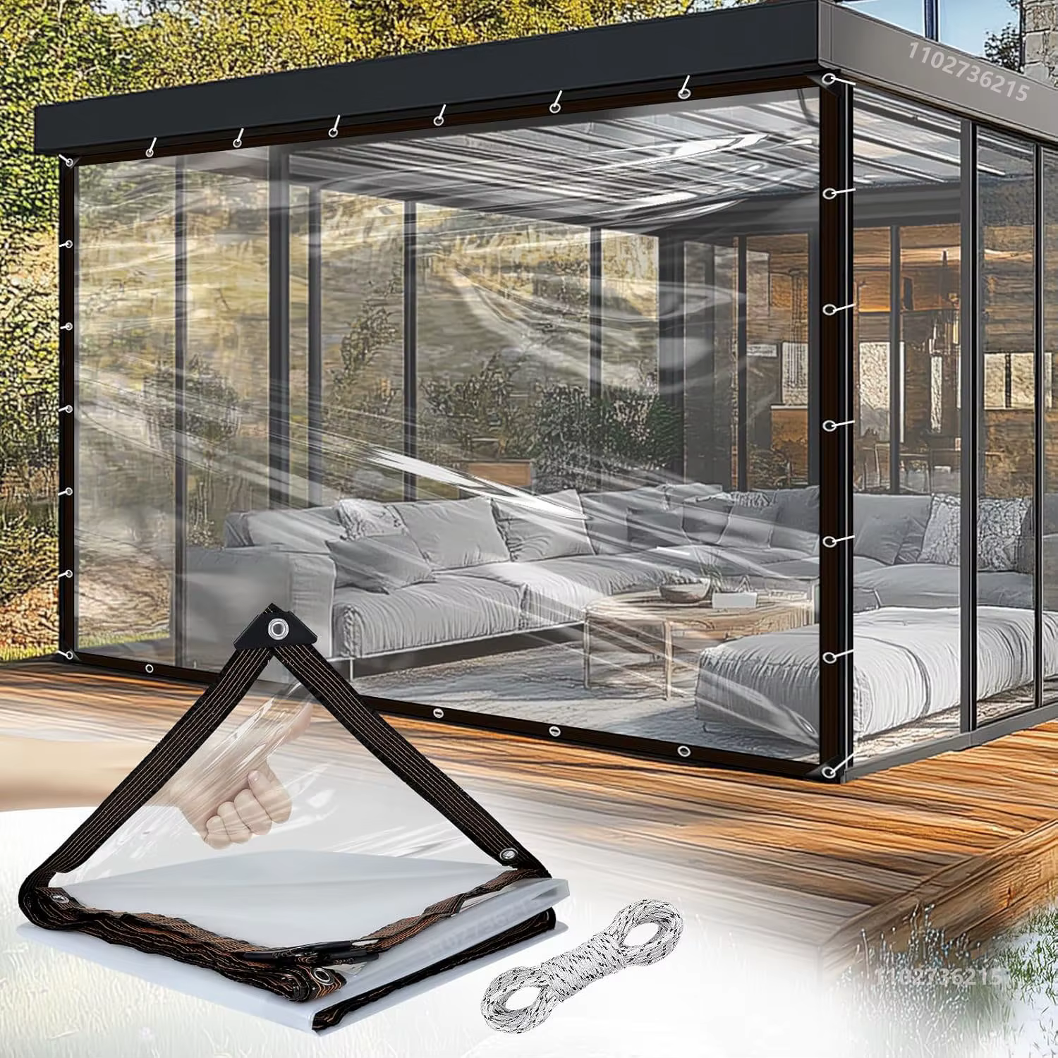 Bâche transparente imperméable légère pour ombrage et protection contre la pluie