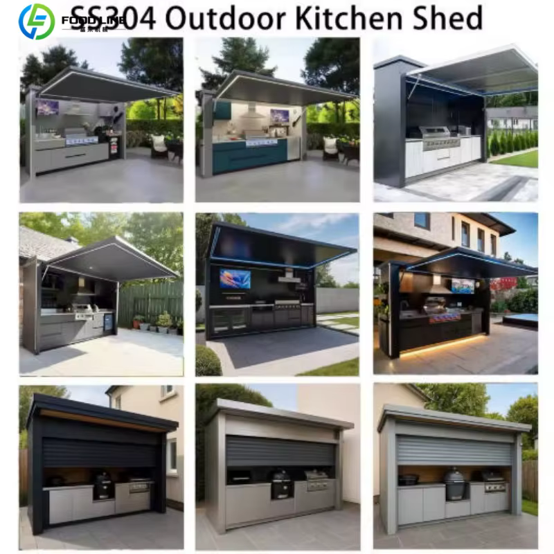 Pergola de cuisine extérieure complète en acier inoxydable avec grill tout-en-un pour patio et jardin, qualité commerciale, vente en gros, personnalisable
