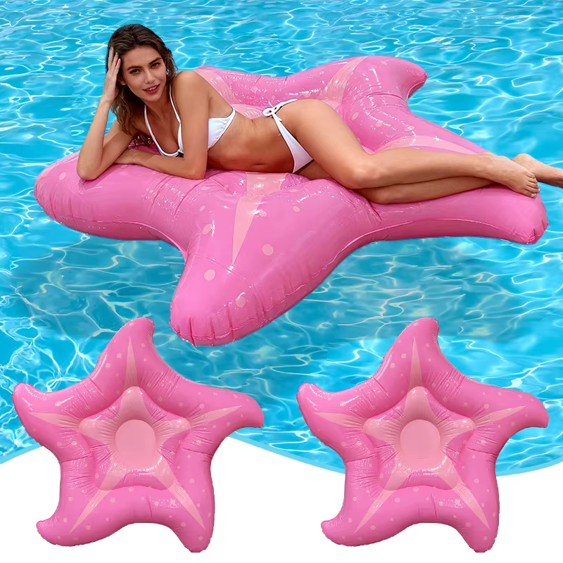 Matelas gonflable flottant en forme d'étoile rose de 140 cm pour piscine