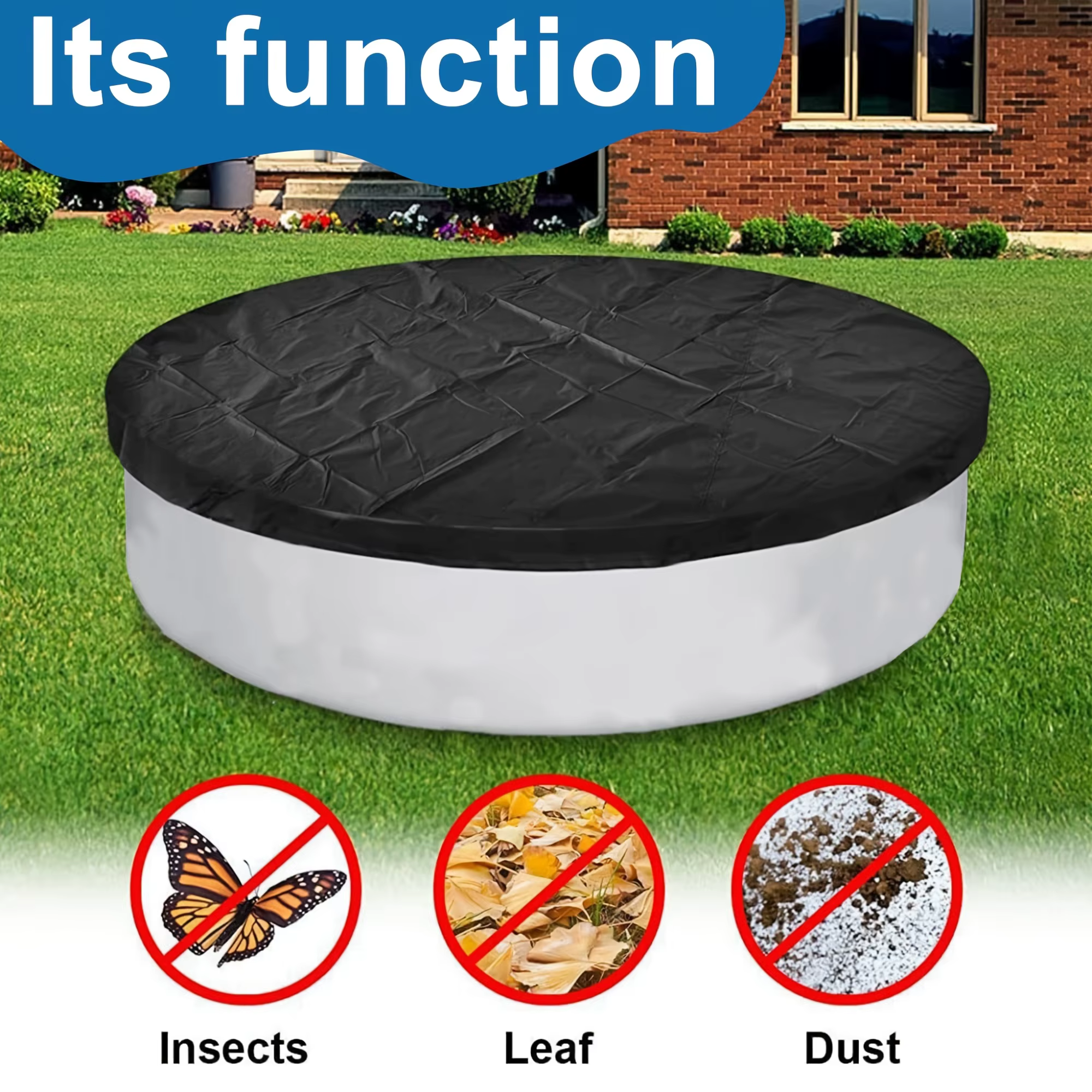 Housse de protection ronde en tissu Oxford pour piscine et baignoire pour animaux de compagnie