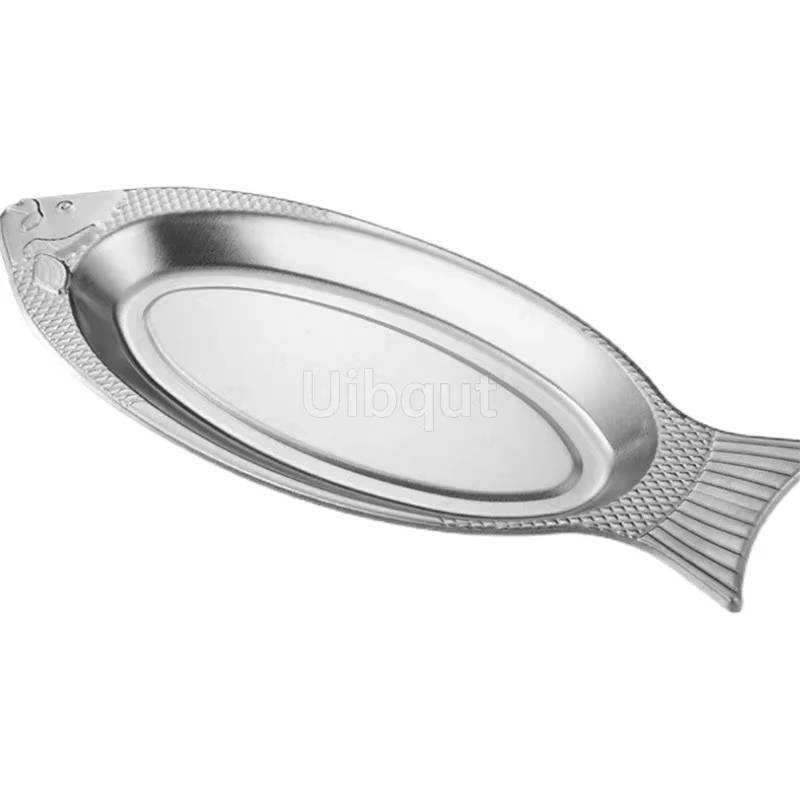 Assiette à poisson cuite à la vapeur en forme de plat assiette à oeufs créative assiette de Barbecue assiettes de plateau assiettes en acier inoxydable de style coréen plats loza