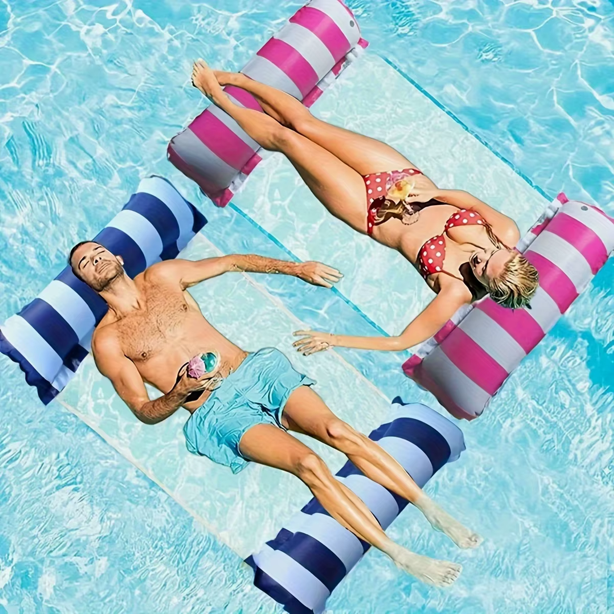 Chaises longues de piscine à rayures de qualité supérieure – Matelas de bain de soleil durables