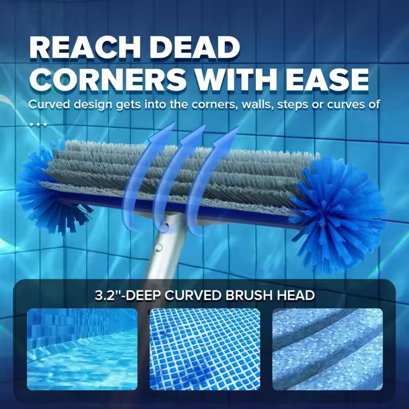 Tête de brosse de piscine avec brosse de nettoyage d'angle