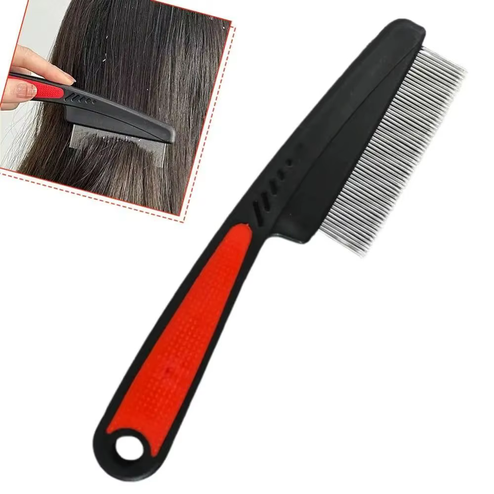 Peigne anti-lentes à poignée antidérapante, à dents fines, pour éliminer les pellicules et les puces sans douleur, peigne nettoyant pour le cuir chevelu, peigne à cheveux
