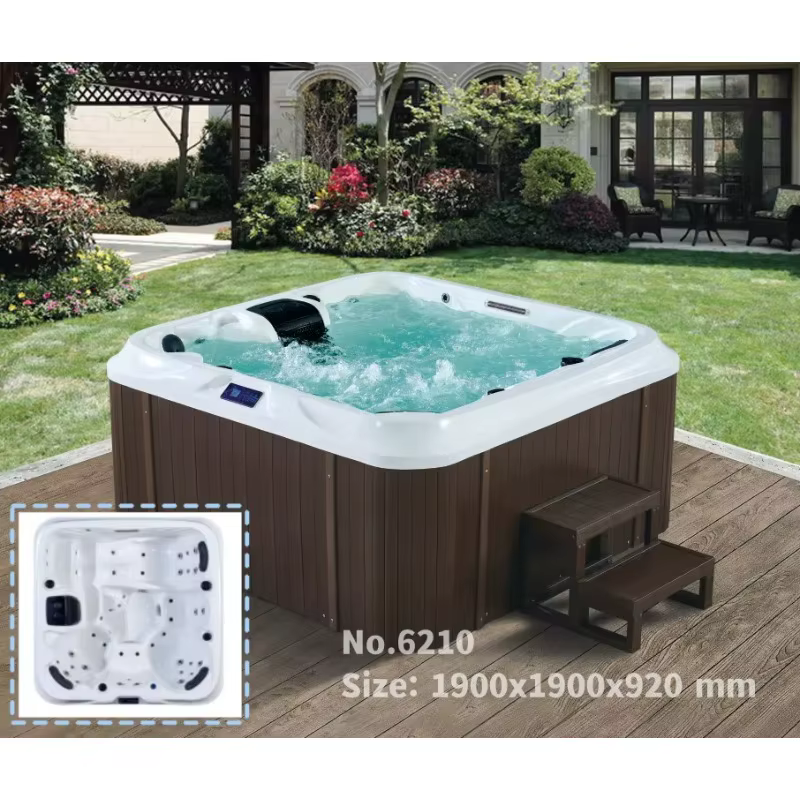 Bain à remous rectangulaire moderne en acrylique blanc pour l'extérieur