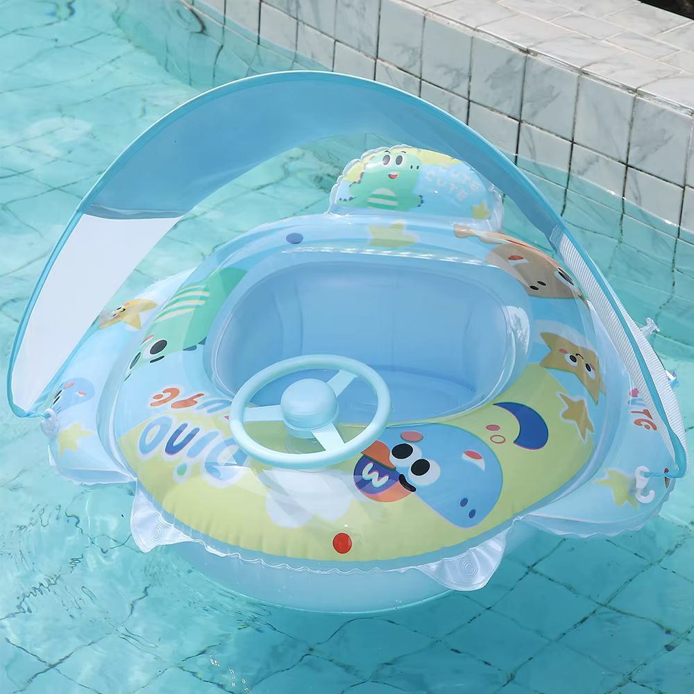 1 pièce Flotteur de piscine gonflable avec siège et auvent pare-soleil amovible