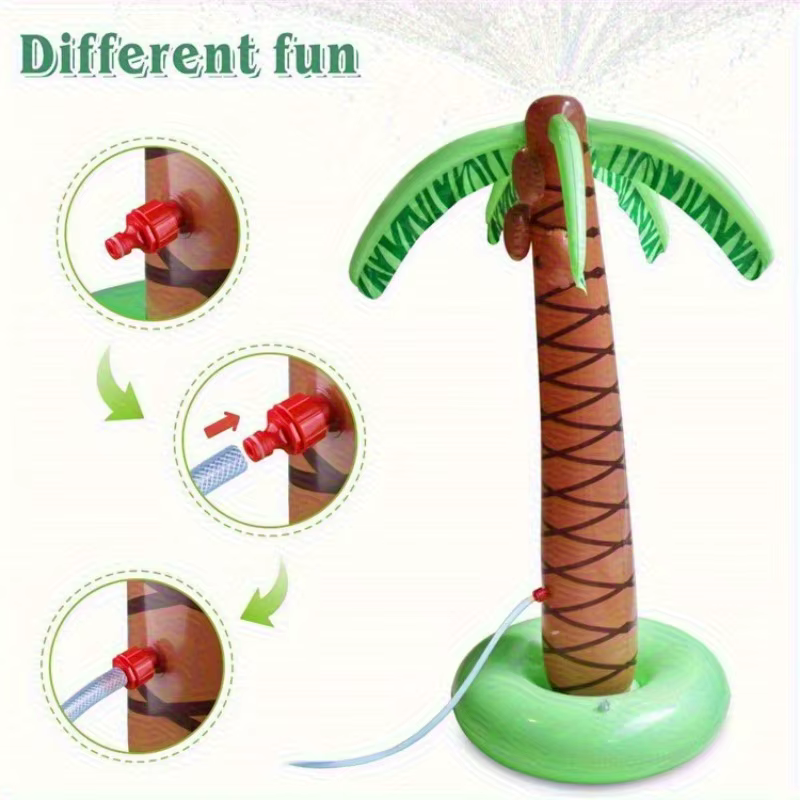 Arroseur gonflable palmier d'été 1,5 m+ de hauteur, jouet aquatique extérieur pour enfants, idéal pour les fêtes au bord de la piscine et les barbecues en été