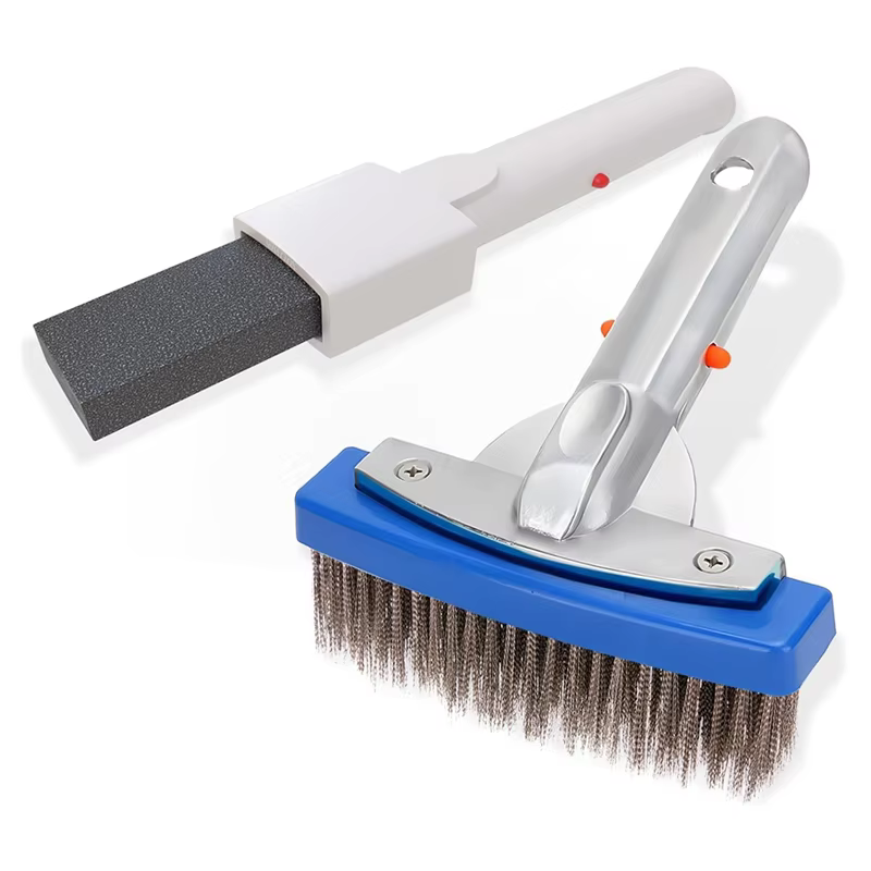 Hlzs-piscine pierre ponce et 5 pouces Kit de brosse de piscine en acier inoxydable pour réomper et effacer les taches