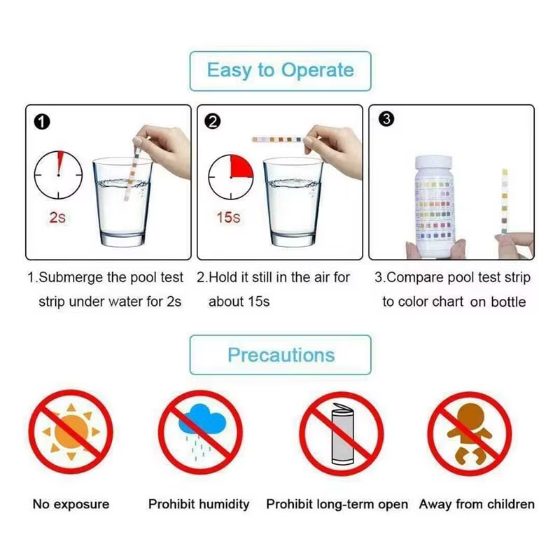Bandelettes de test de pH pour piscine 7 en 1