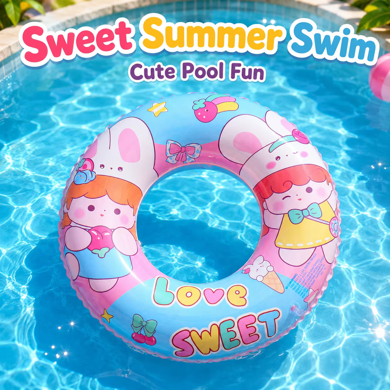 Bouée de bain gonflable mignonne à motif de dessin animé