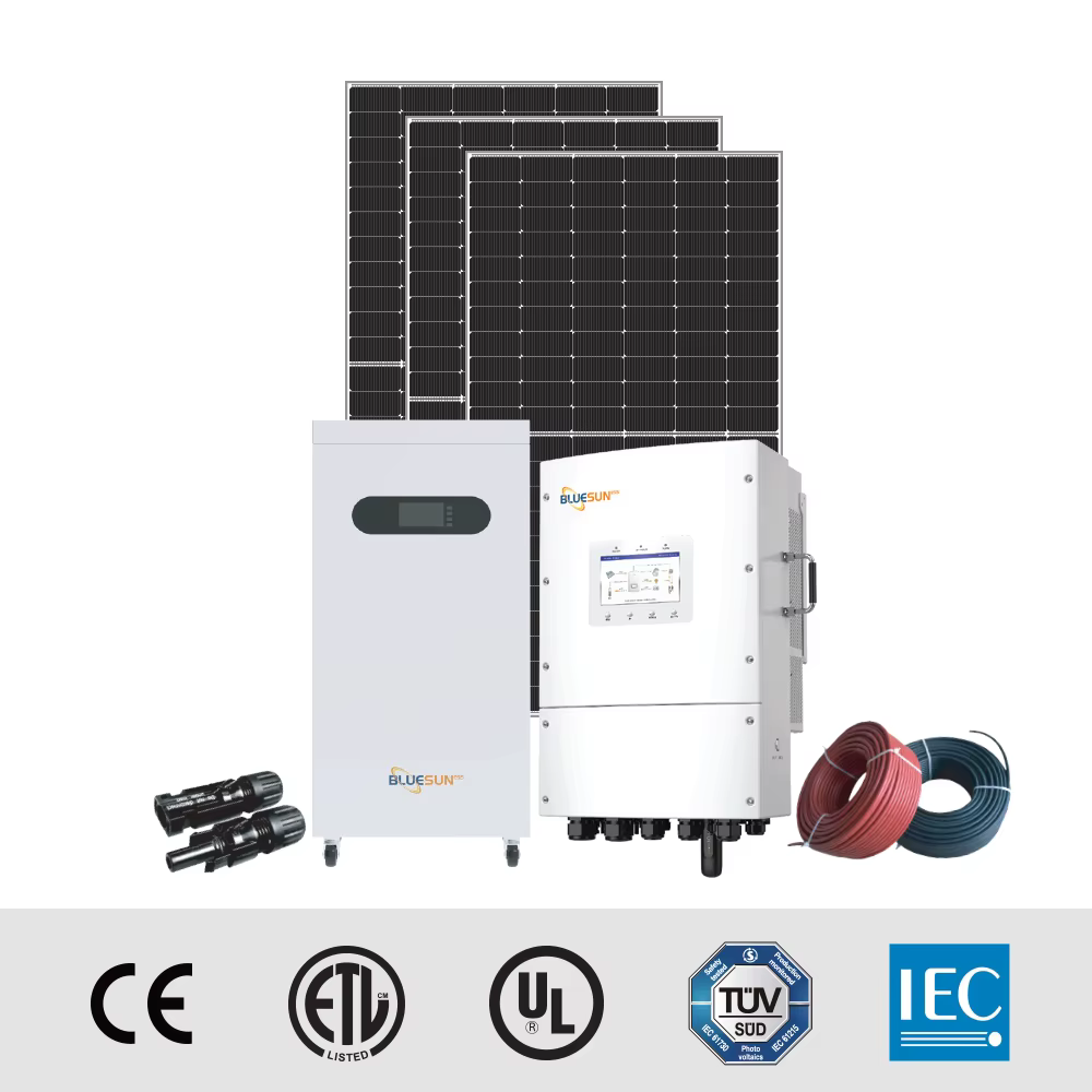 Système solaire domestique complet 10KW 15KW avec batterie de secours LiFePO4 16kWh 32kWh, installation facile, onduleur hybride triphasé monophasé