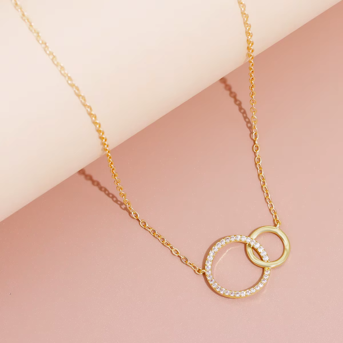 Colliers en acier inoxydable pour femmes, chaîne fine, minimaliste, délicat, pendentif Double cercle, bijoux sur le cou