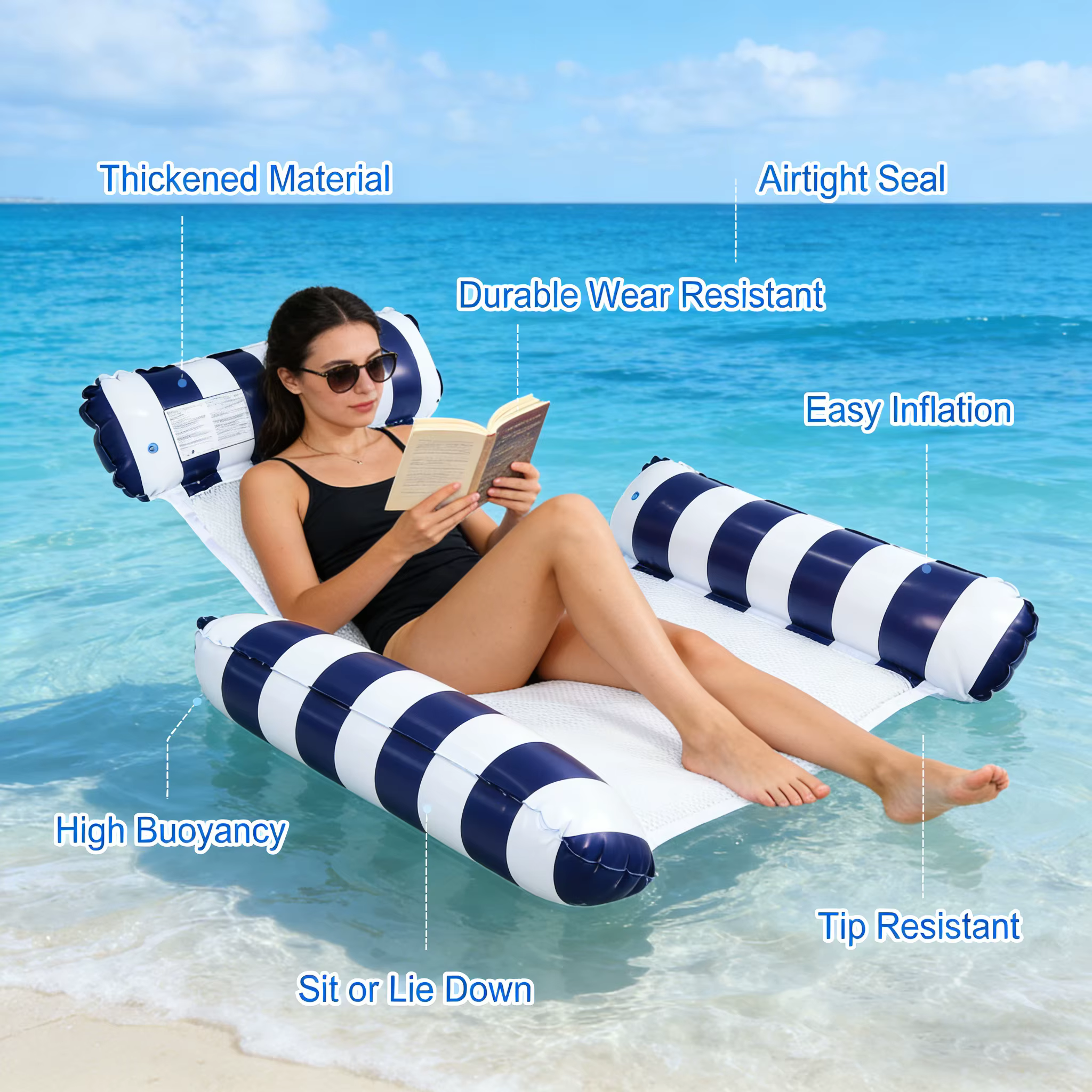 Hamac flottant gonflable 3 tubes pour piscine
