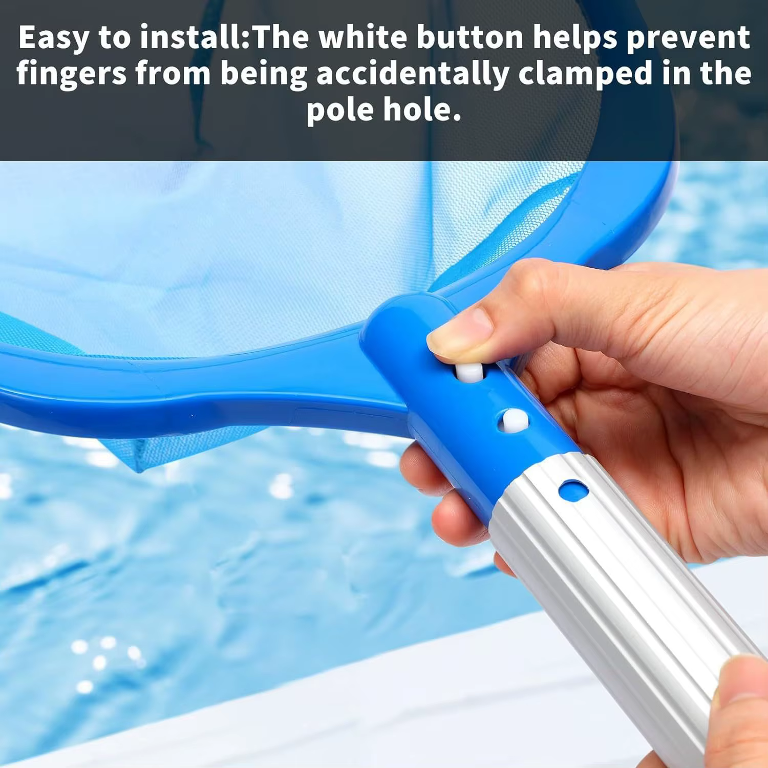 Épuisette bleue pour piscine - Nettoyeur efficace de feuilles et de débris avec poignée ergonomique pour l'entretien des piscines