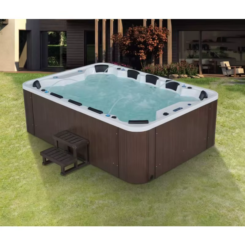 Bain à remous rectangulaire moderne en acrylique blanc pour l'extérieur