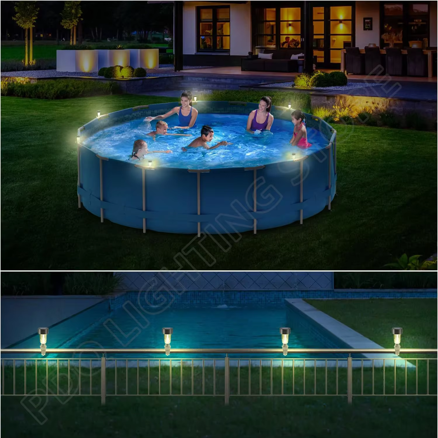1/2/4/6/8/10 pièces cadre de lumière de piscine solaire au sol