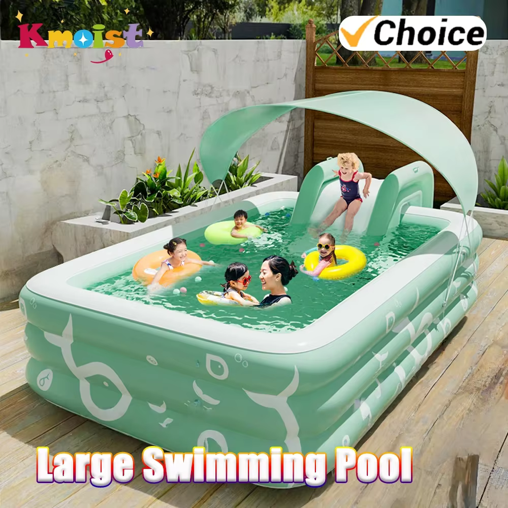 Piscine gonflable avec toboggan aquatique pour jardin arrière-cour