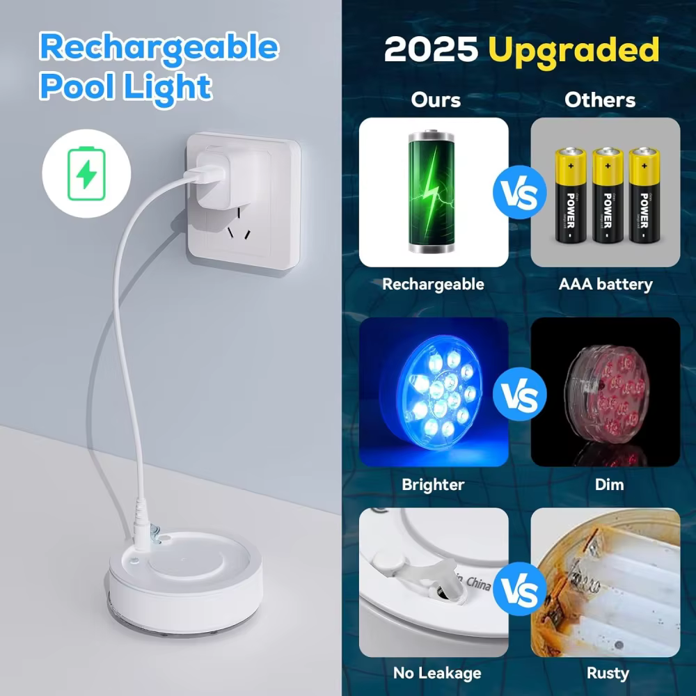 Lumières de piscine rechargeables IP68