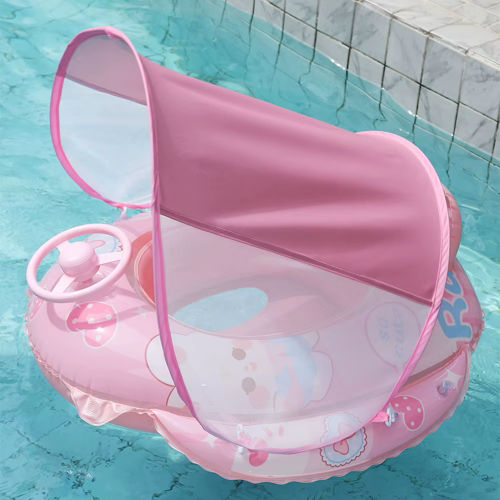 1 pièce Flotteur de piscine gonflable avec siège et auvent pare-soleil amovible