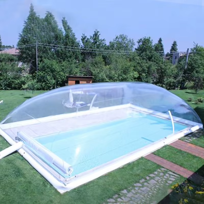 Couverture de piscine gonflable transparente en PVC sur mesure
