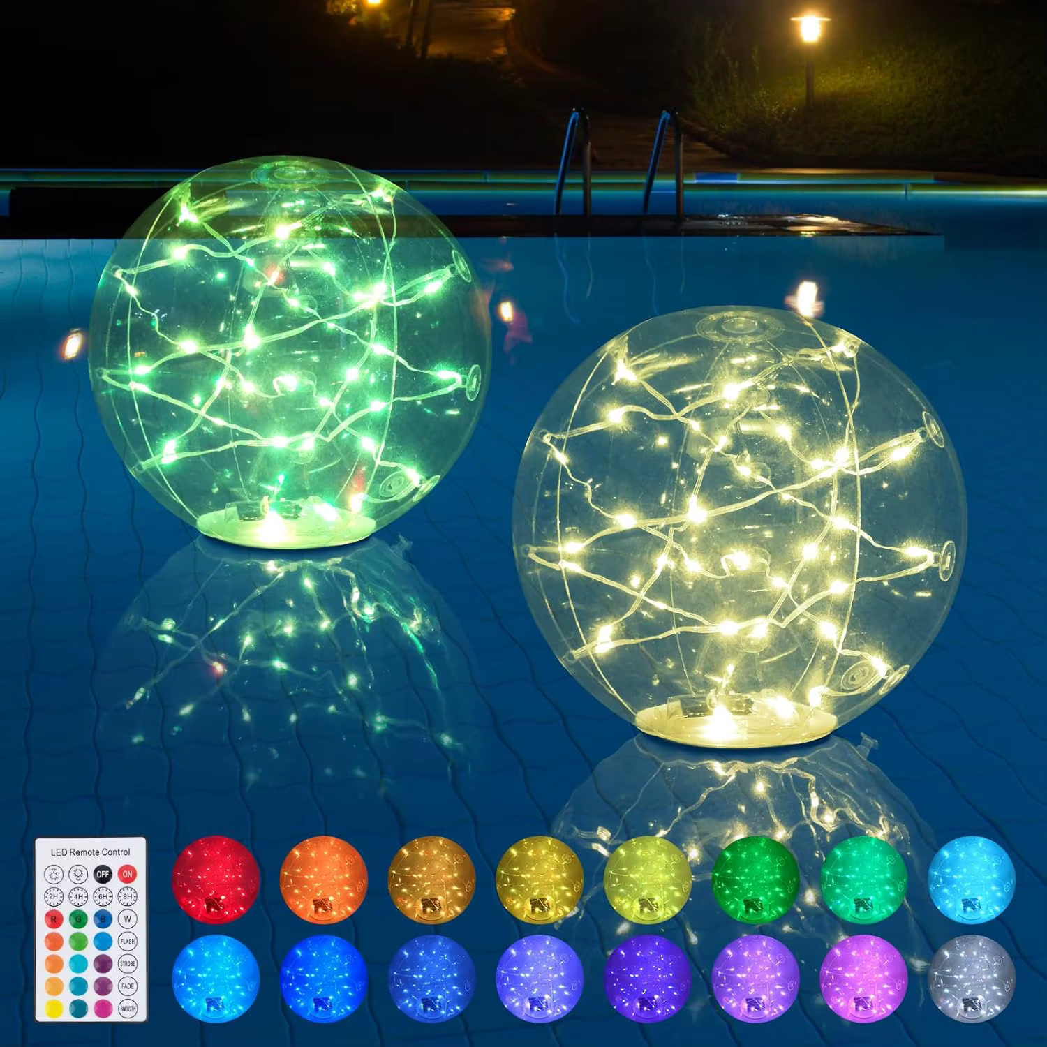 Lumière de piscine flottante à énergie solaire