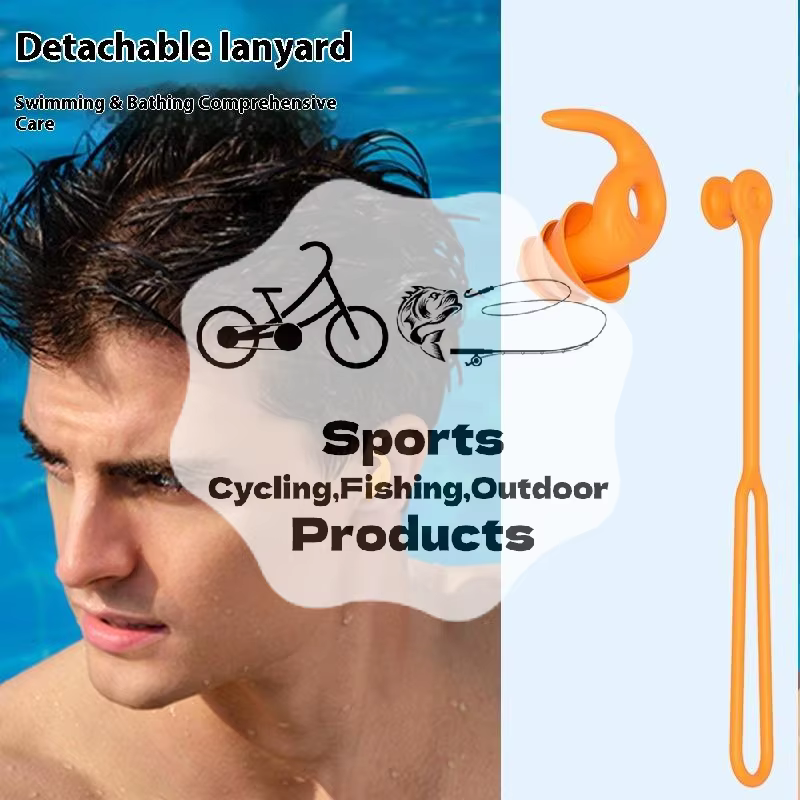Bouchons d'oreilles de natation en silicone avec cordon