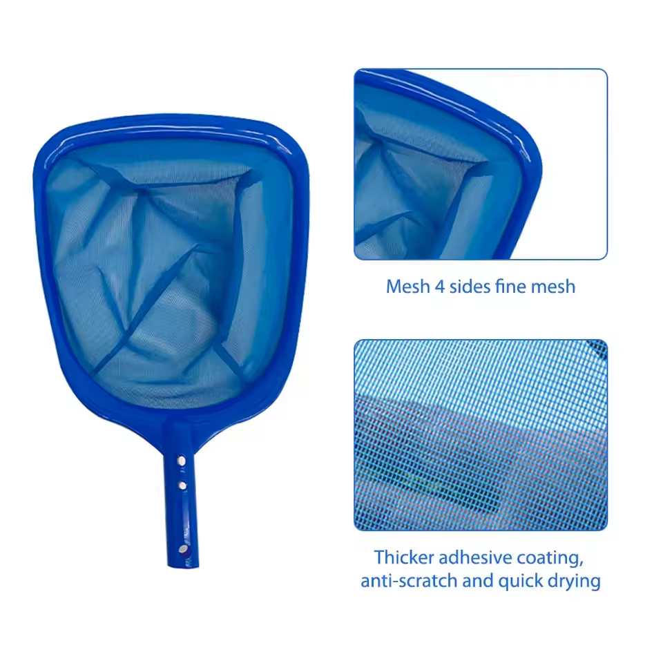 Épuisette bleue pour piscine - Nettoyeur efficace de feuilles et de débris avec poignée ergonomique pour l'entretien des piscines