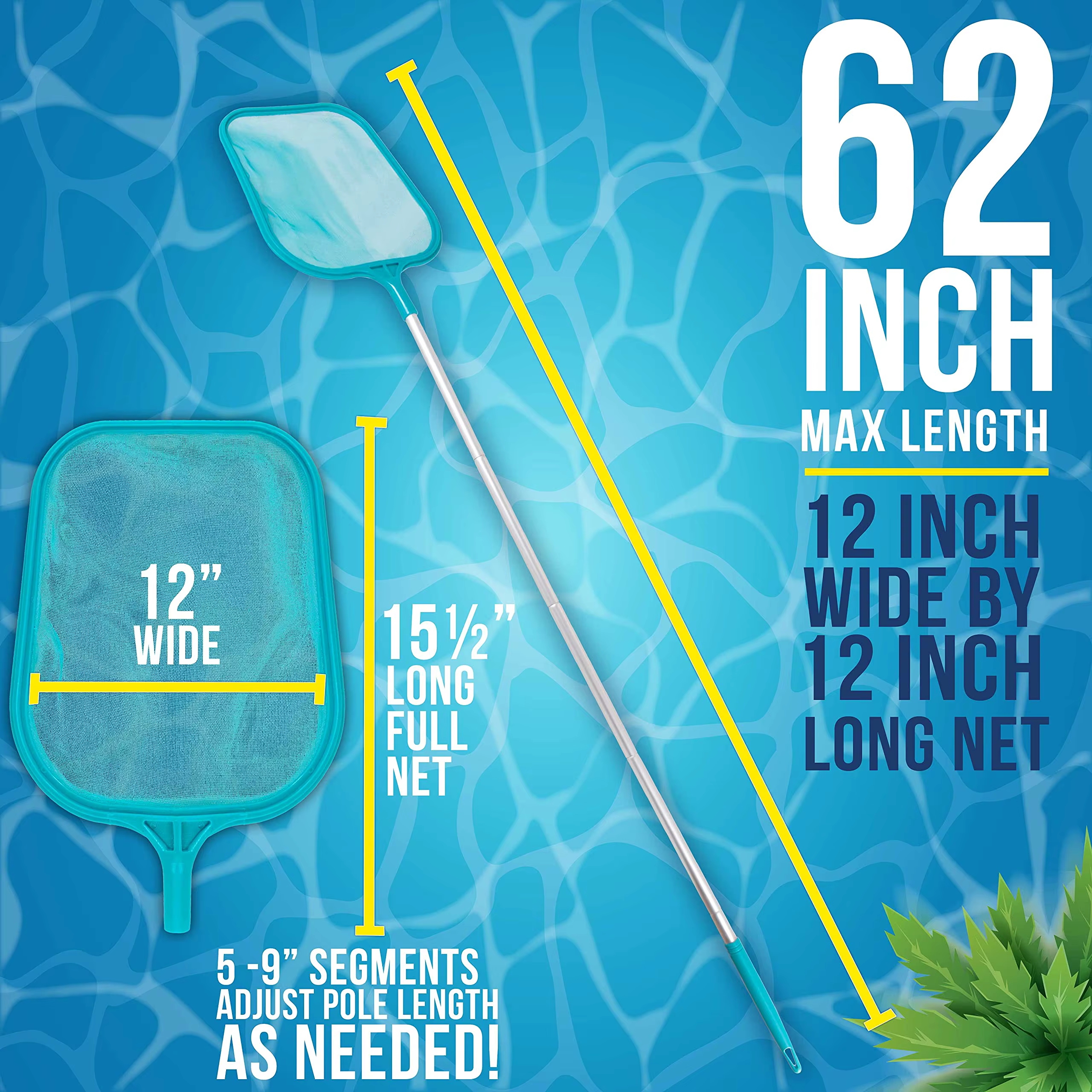 Filet d'écumoire de feuilles de piscine professionnel et ensemble