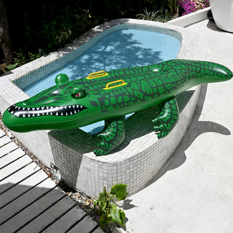 1PC Flotteur gonflable crocodile à chevaucher avec poignées
