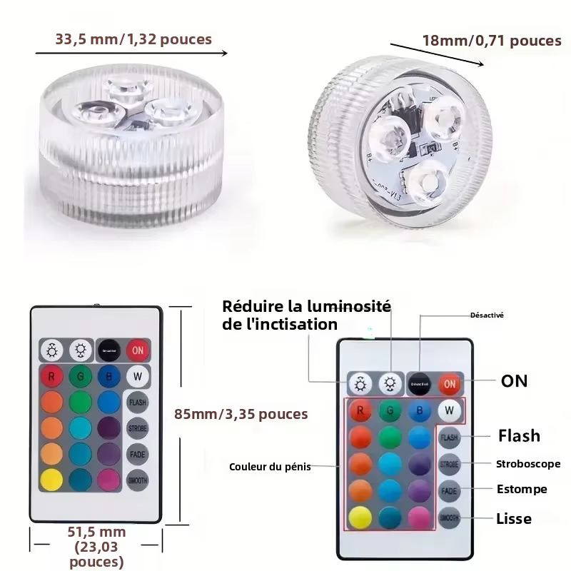 Lumière de piscine LED RGB 16 couleurs avec télécommande