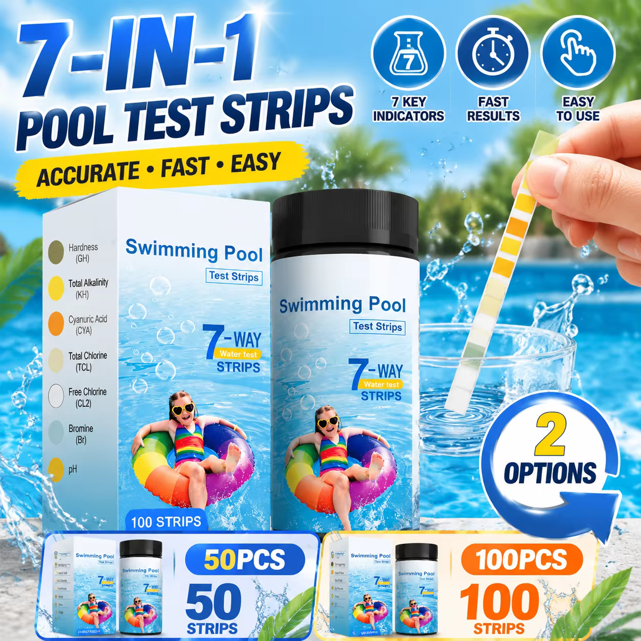 Bandes de test pour piscine et spa