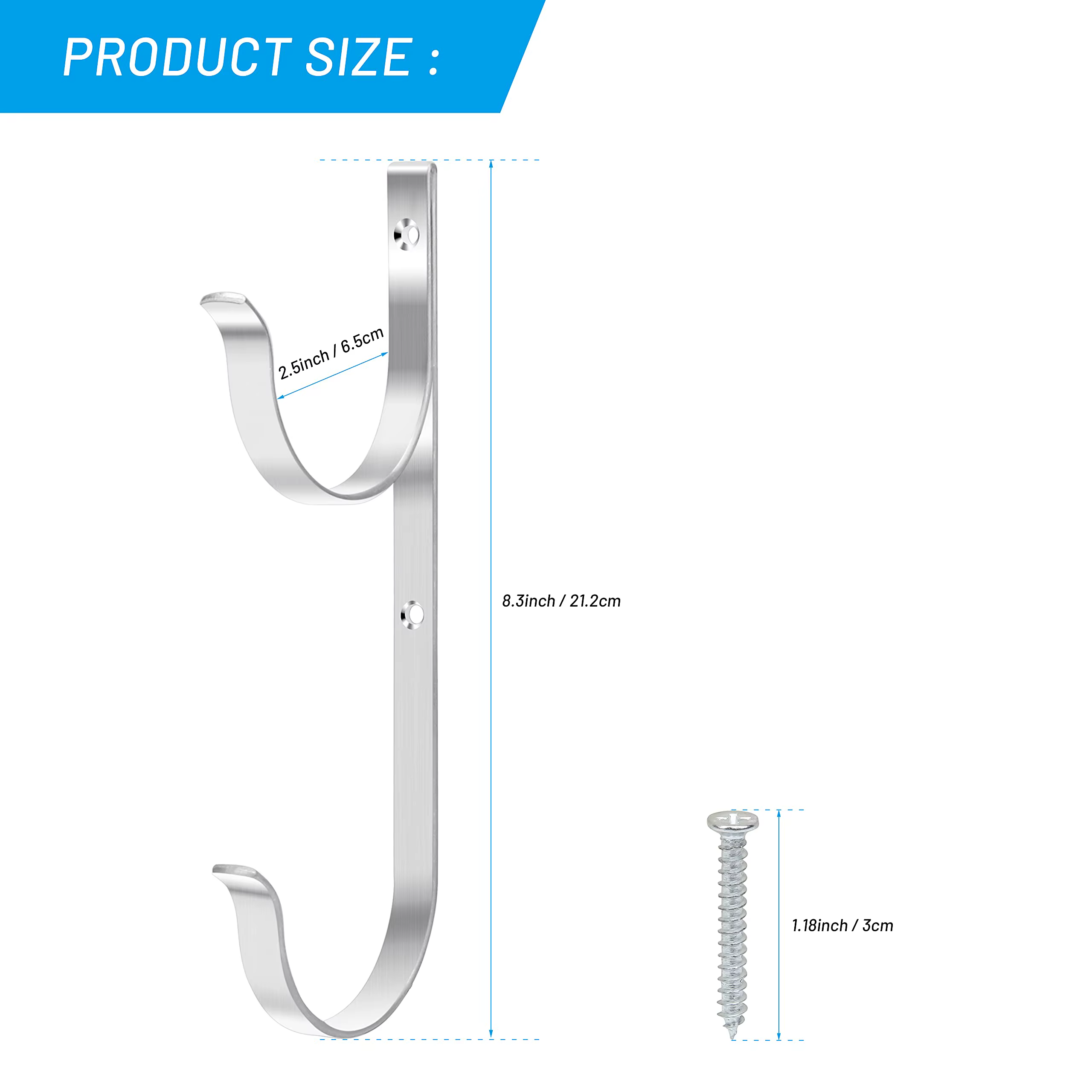 Lot de 2 supports de piscine en aluminium pour perches télescopiques - Rangement