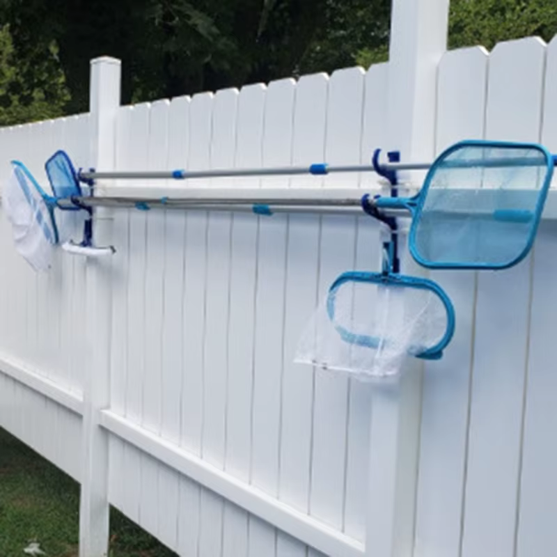 2 pièces extérieur pôle cintre piscine bâton crochet en plastique télescopique tige support avec vis pour filet brosses tuyaux